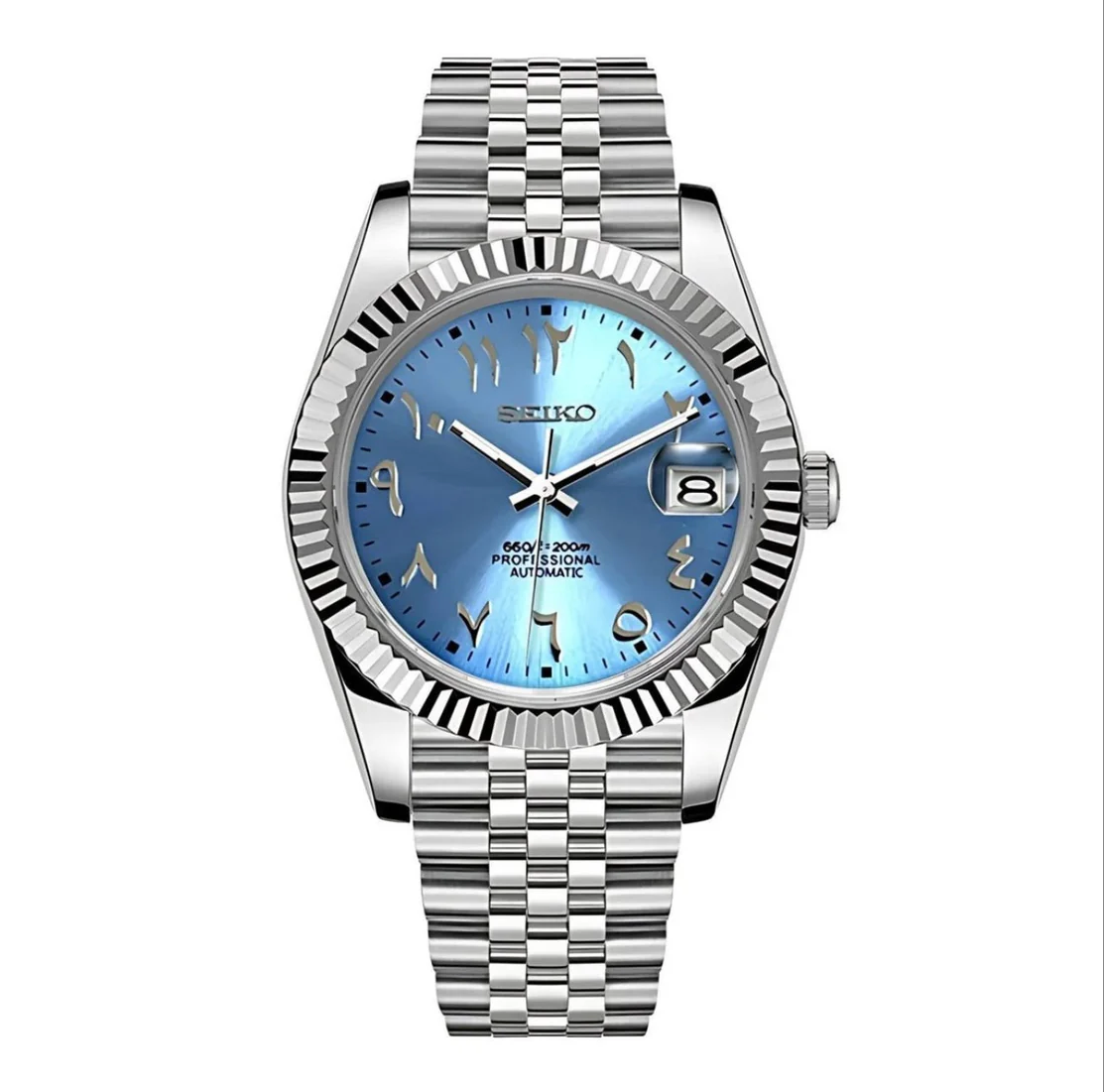 Ice Blue Arabic Date Watch
