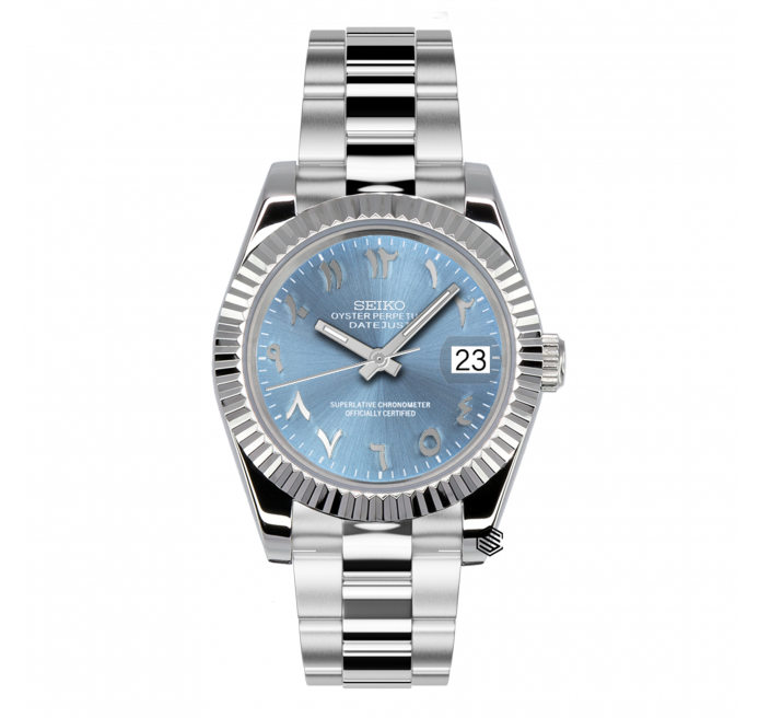 Ice Blue Arabic Date Watch