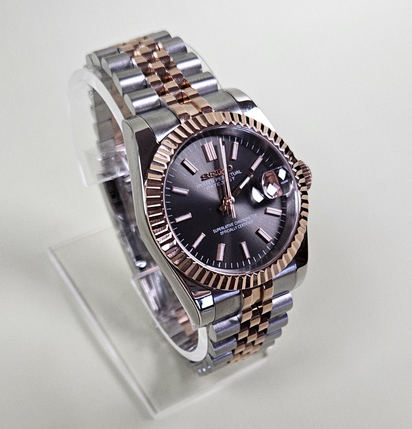 Rose Gold Two Tone Date Watch