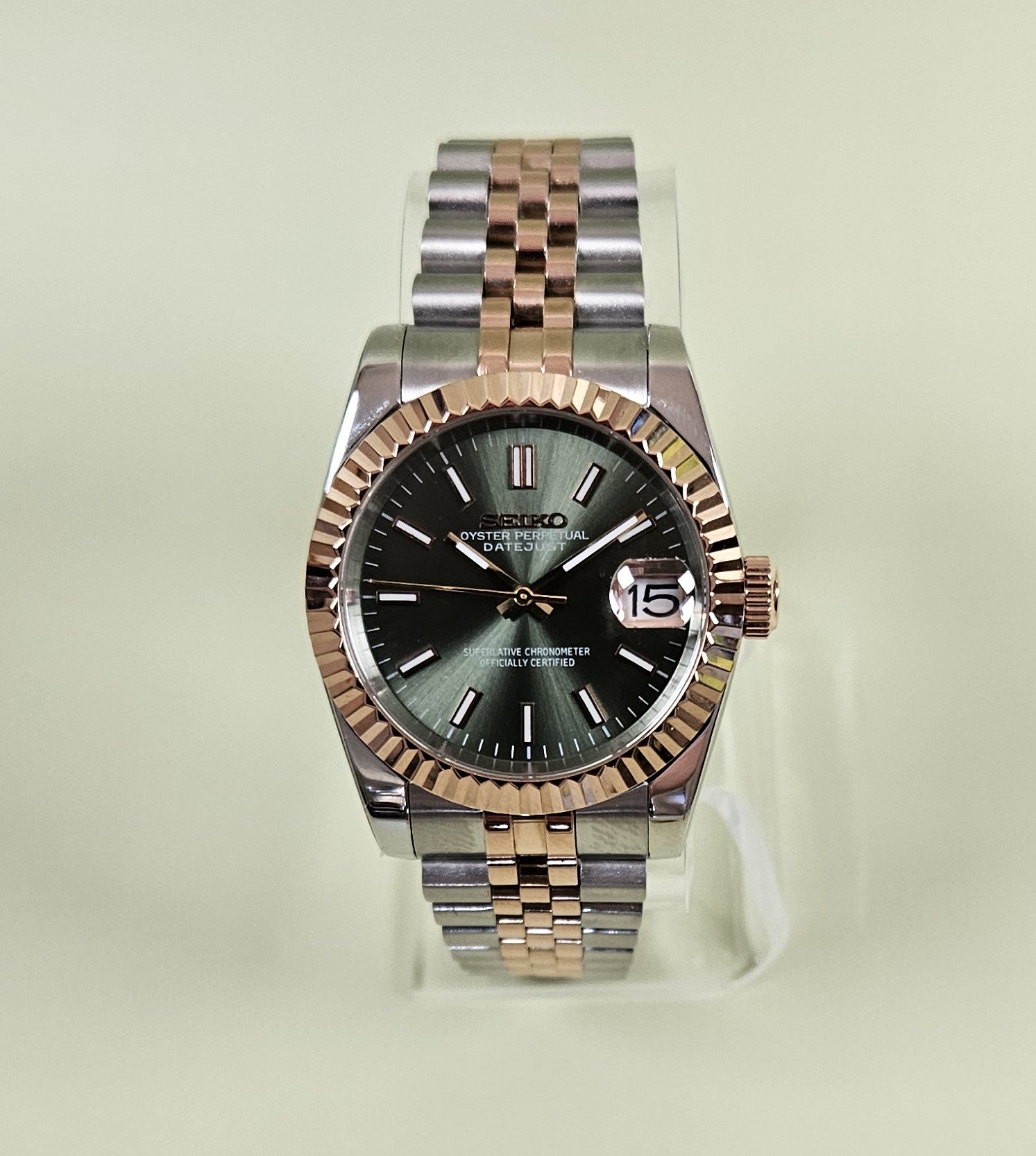 Rose Gold Two Tone Date Watch