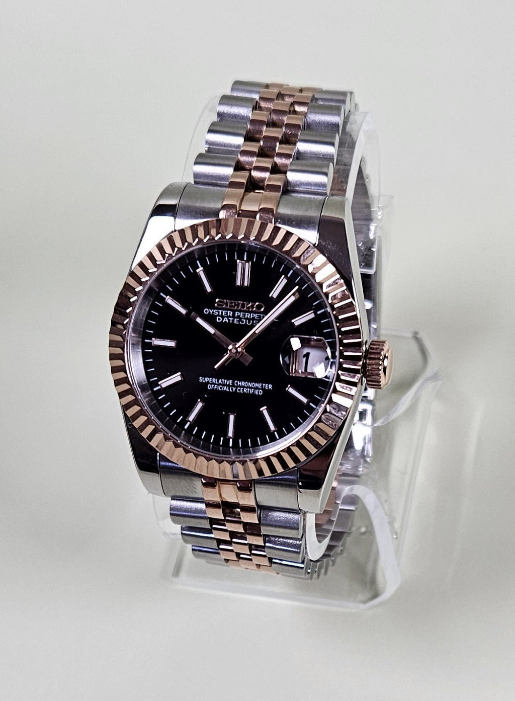 Rose Gold Two Tone Date Watch