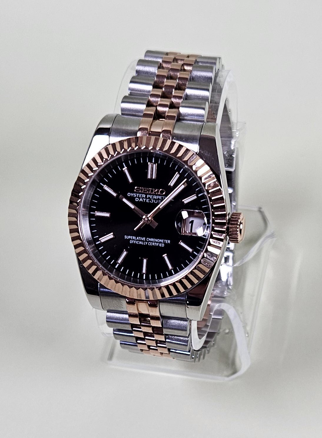 Rose Gold Two Tone Date Watch