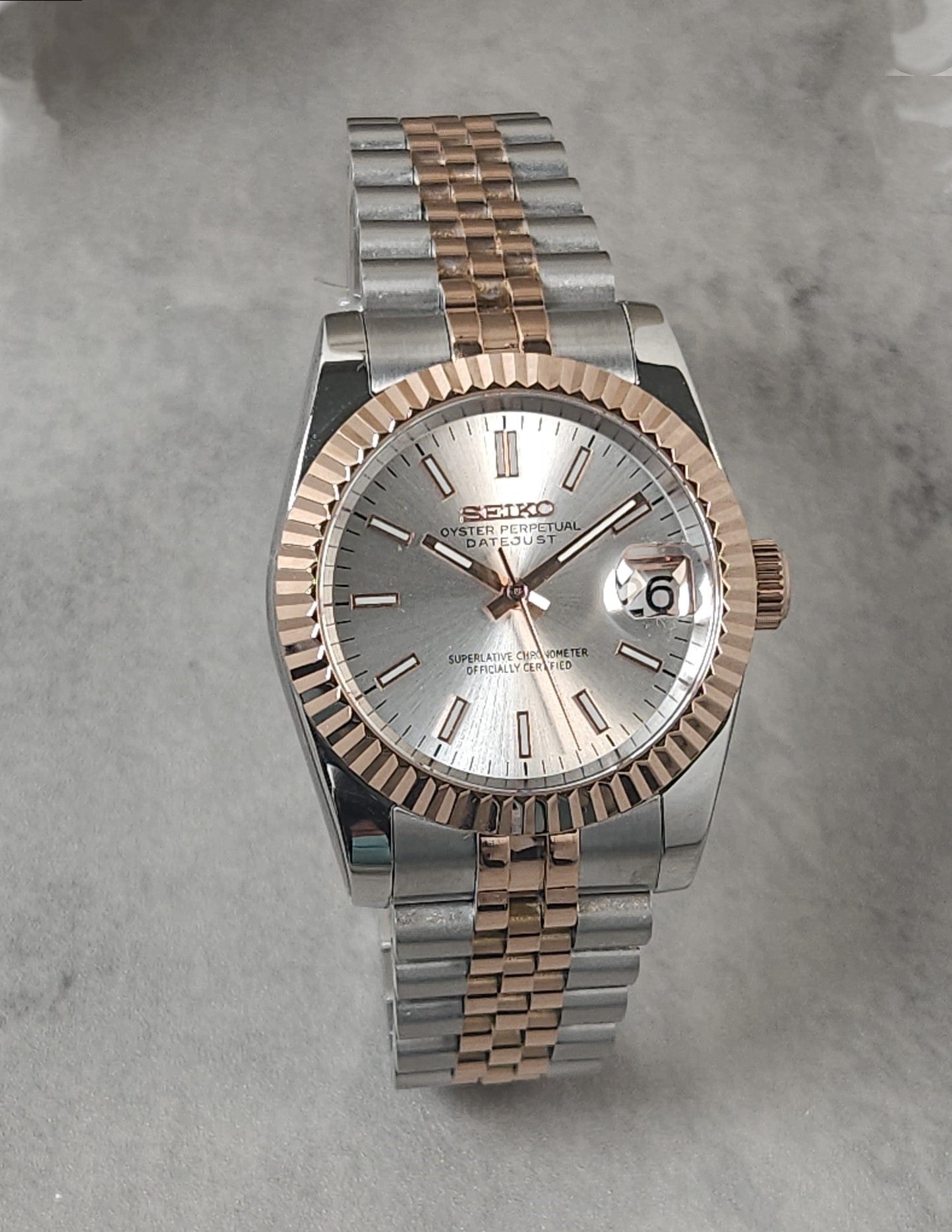 Rose Gold Two Tone Date Watch
