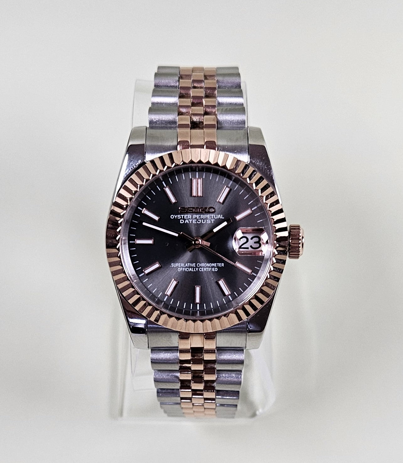 Rose Gold Two Tone Date Watch