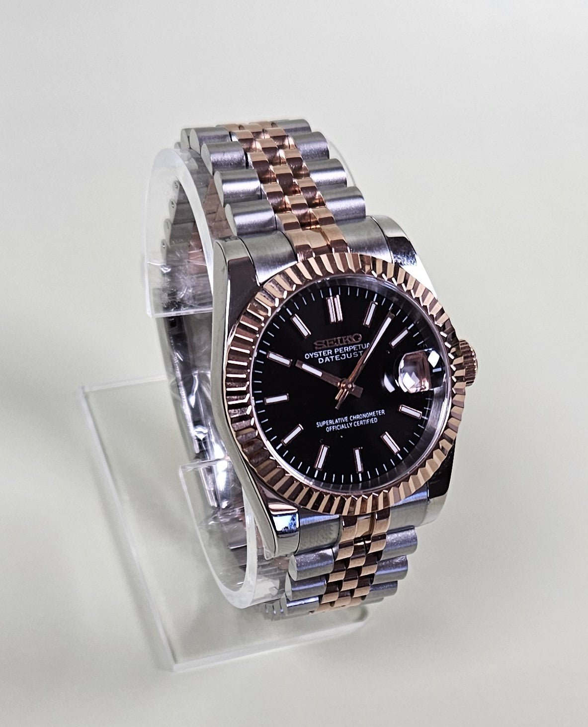 Rose Gold Two Tone Date Watch