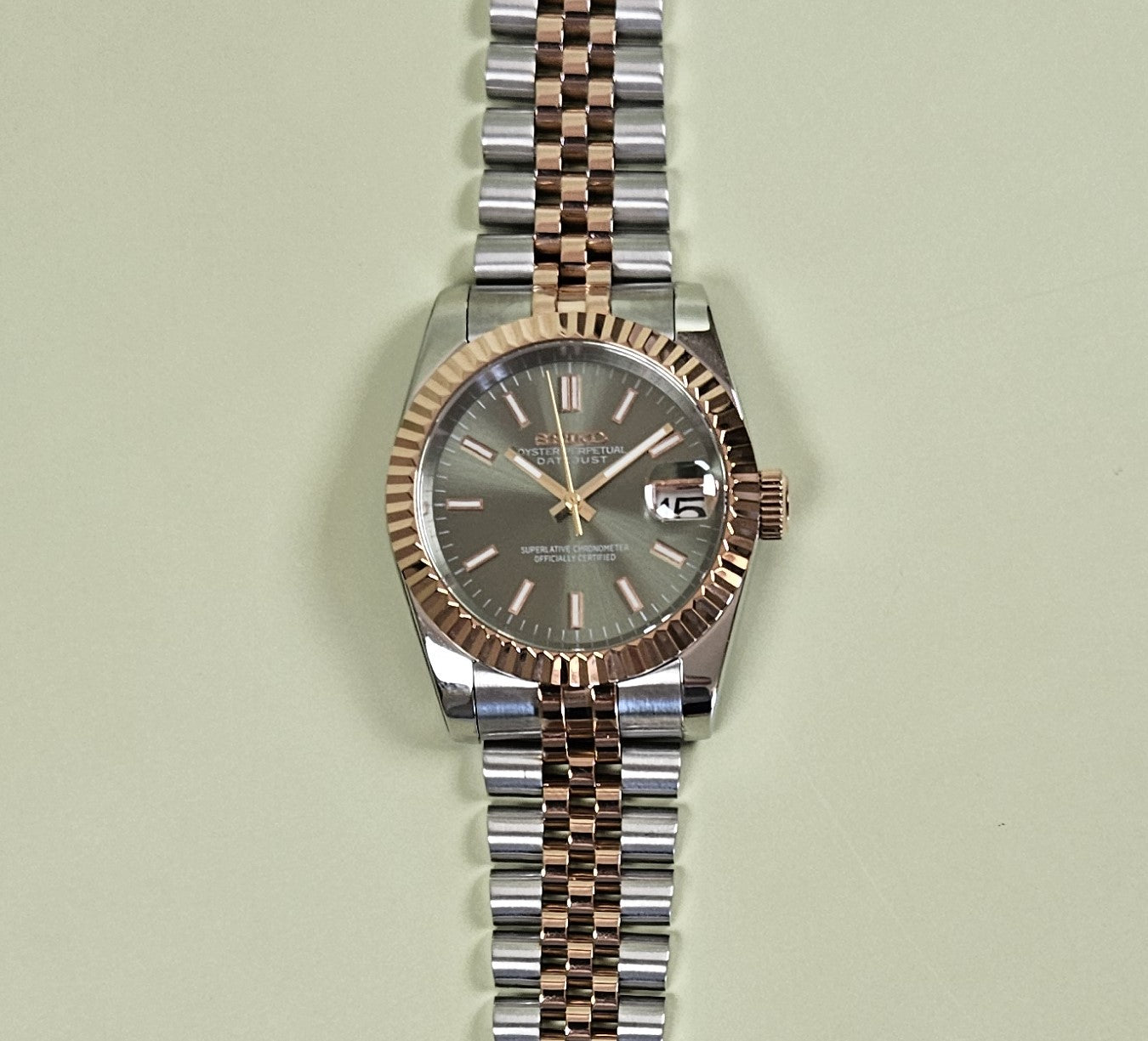 Rose Gold Two Tone Date Watch