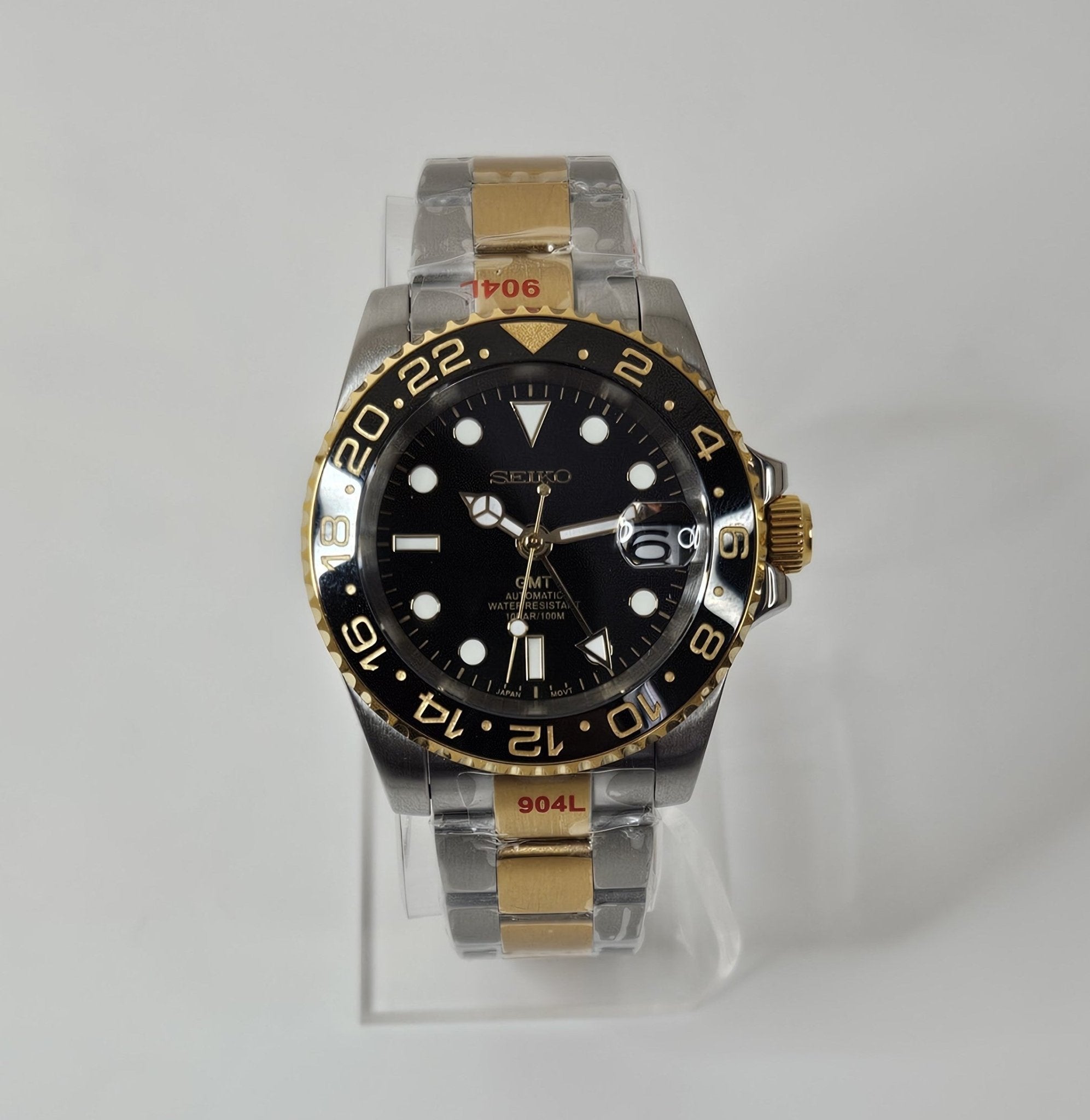 Two Tone Black Dial GMT Watch
