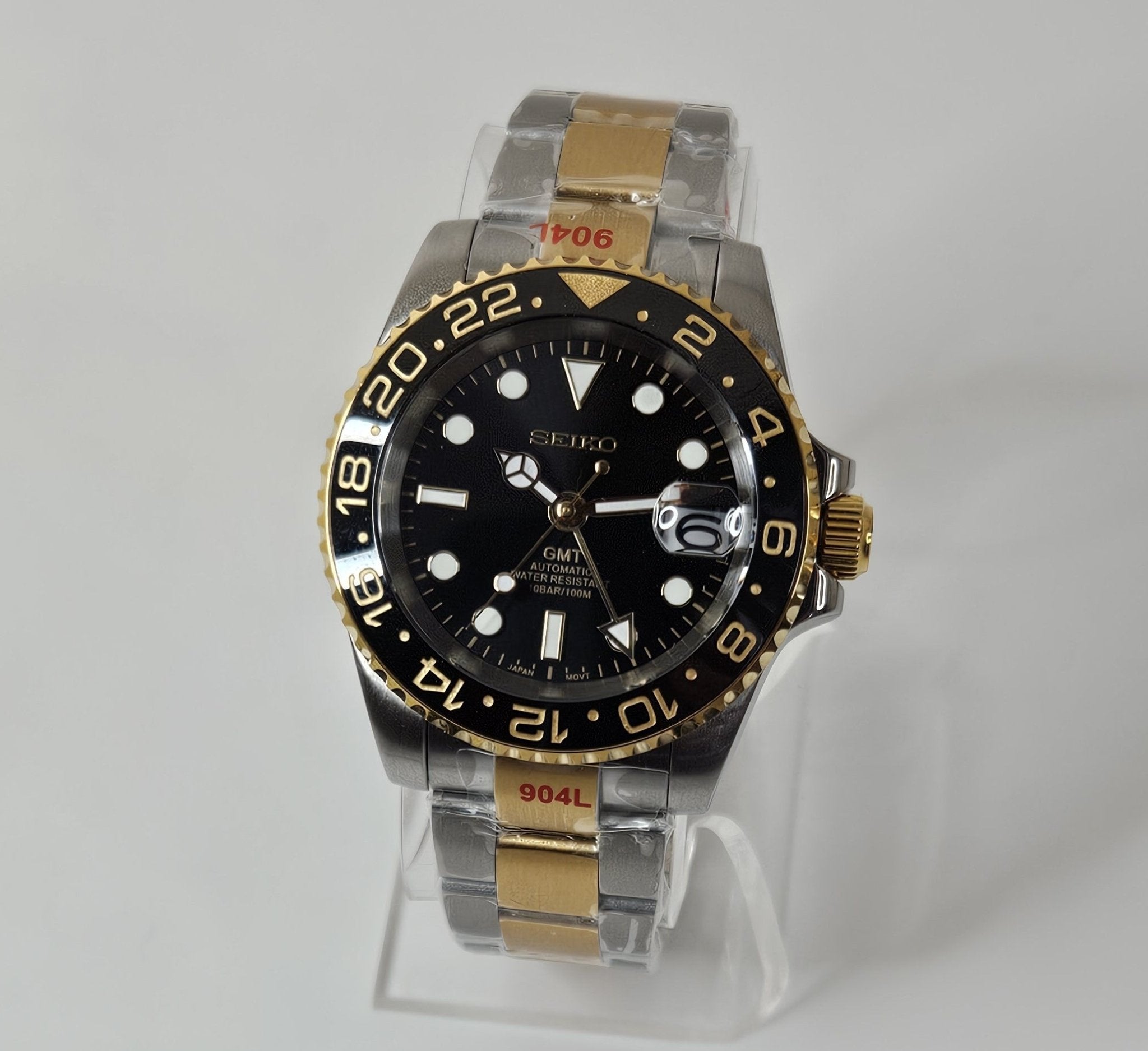 Two Tone Black Dial GMT Watch