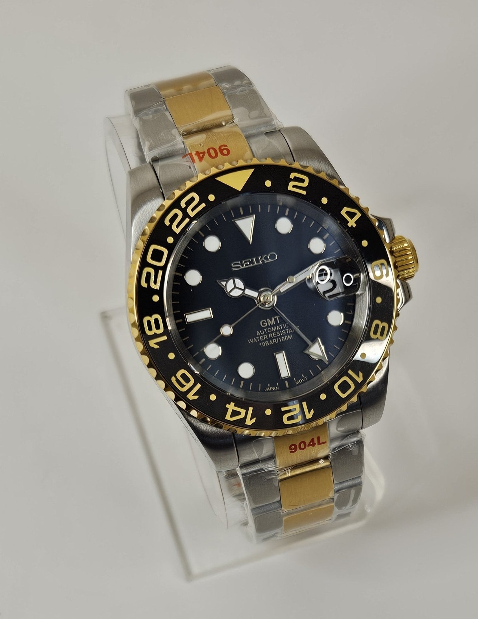 Two Tone Black Dial GMT Watch